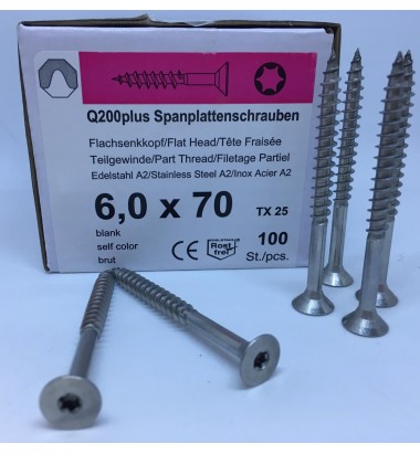 Reisser Q200 plus 6,0×70 A2 – wkręty do drewna 100 szt
