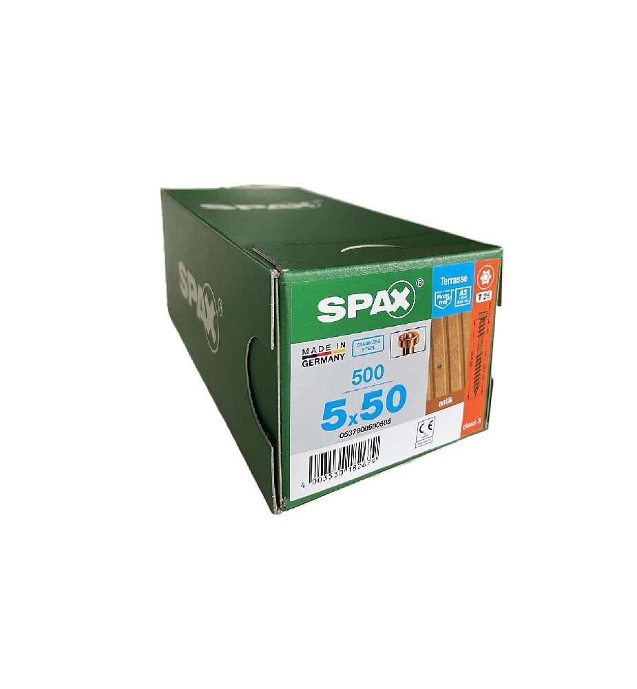 SPAX-D 5×50 A2 stare złoto – wkręty tarasowe 500 szt