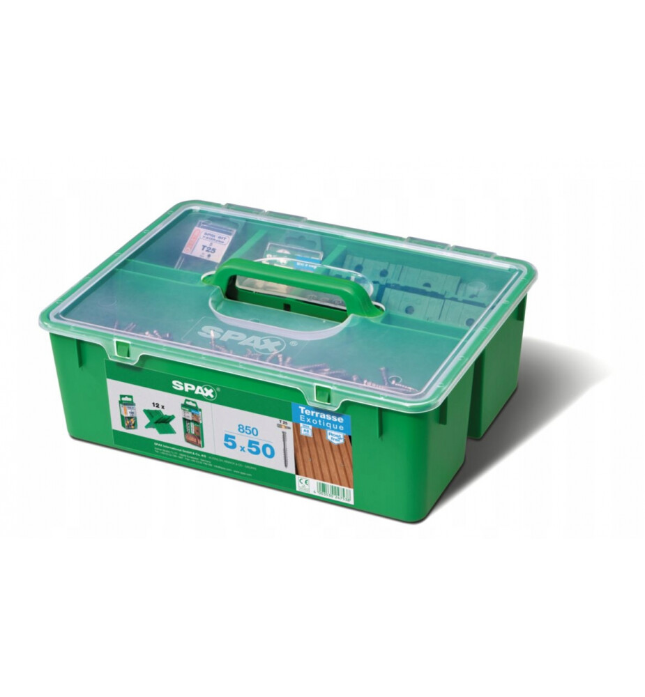 Zestaw tarasowy SPAX GREEN Box 5×50 A2 – 850 wkrętów z